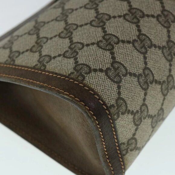 GUCCI GG Canvas Web Sherry Line Clutch Bag PVC Leather Beige Green Auth 54839 - Picture 7 of 16